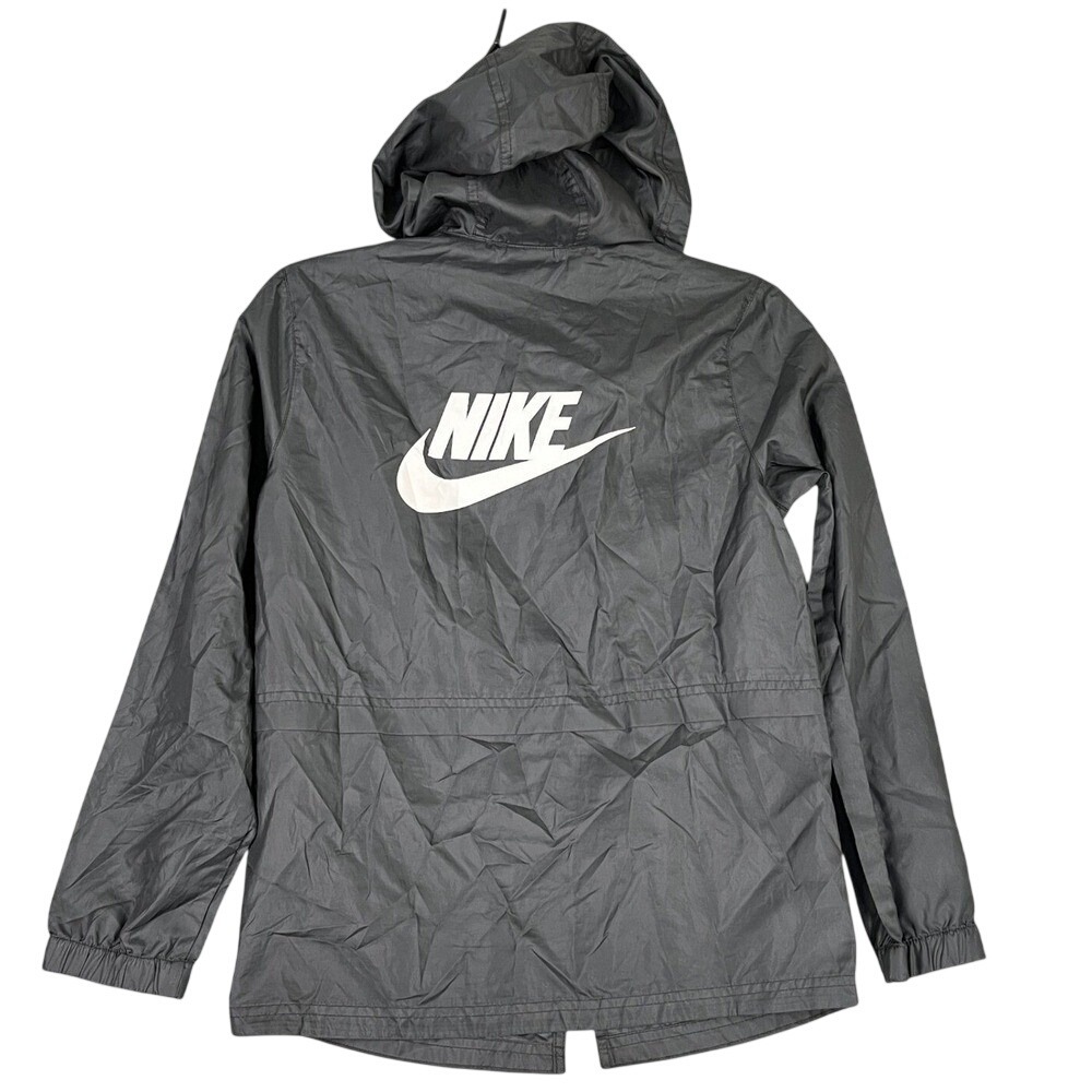 Nike Sportswear Essential Repel Windrunner Hooded Jacket Black Logo M Womens